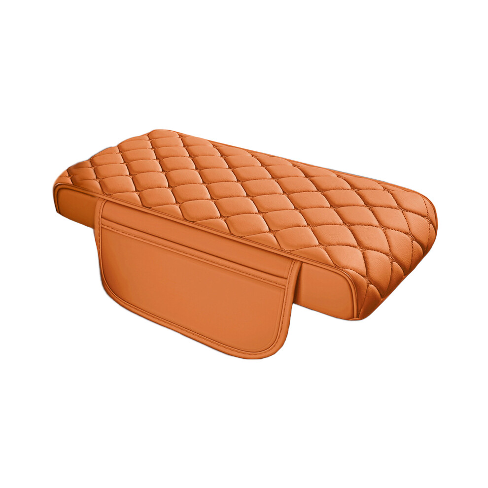 (Vibrant Regular Style) Universal Car Armrest Cushion - Pu Leather, Non-Slip Orange 6265976196711