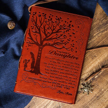 (04#) Engraved Leather Journal for Daughter, Gift from Mom/Dad