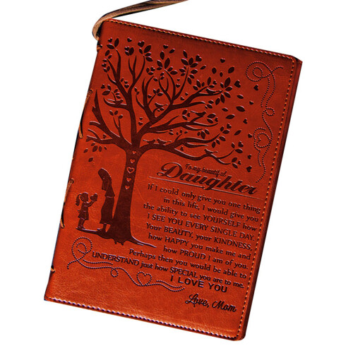 (04#) Engraved Leather Journal for Daughter, Gift from Mom/Dad 1
