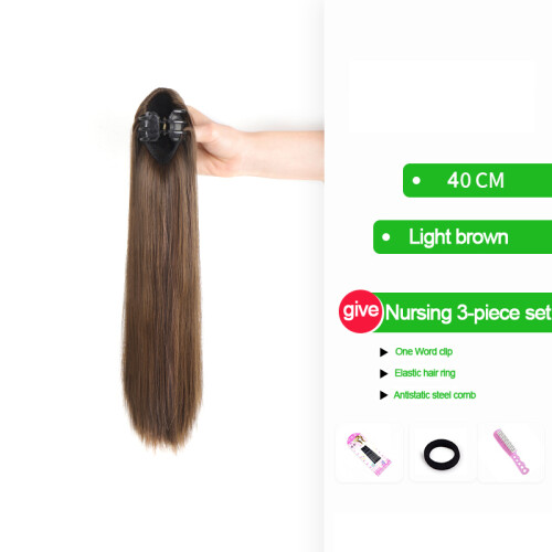 (Light brown 40cm-clip) Perruque Cheval de Pone pour Filles