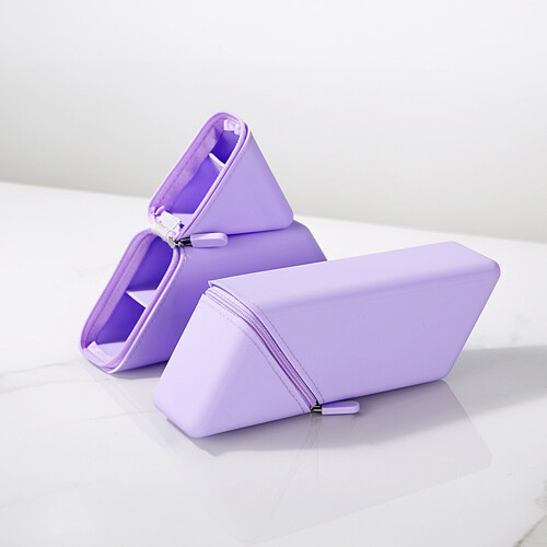 (Purple) Silicone Pencil Holder - Large Capacity Organizer