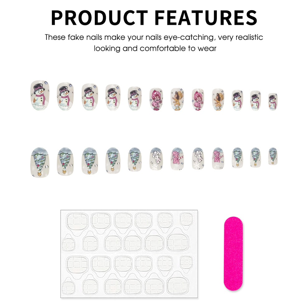 Dachuang Beauty Snowman Christmas False Nails - Unbreakable Diy
