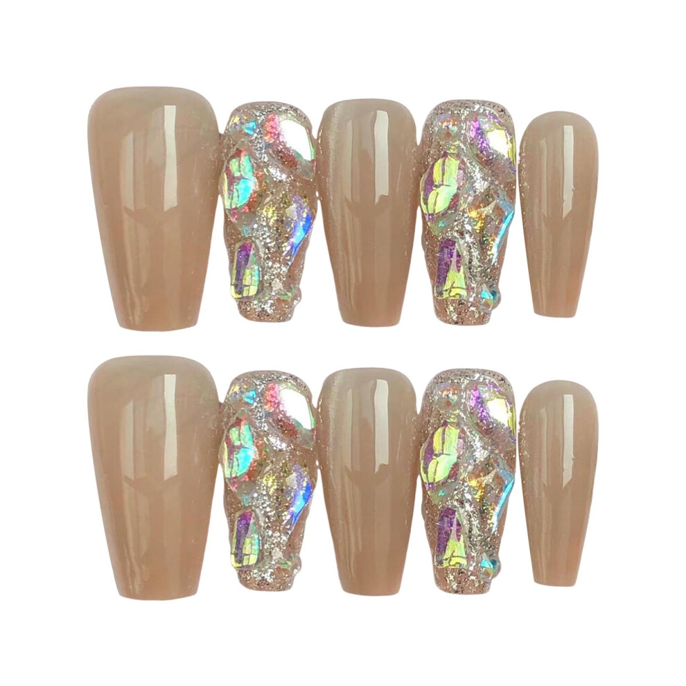 Dachuang Beauty (M) 10Pcs Flash Diamonds Long Lasting Fake Nails