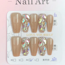 (XS) 10 Ongles Press-on Diamants Chat Longue Durée