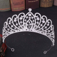 (Silver) Luxury Baroque Bridal Tiara with Rhinestones