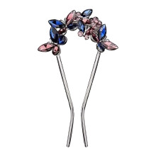 (Blue Purple) Retro U-Shaped Butterfly Hair Pins for Styling