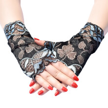 (Light Blue) Summer Lace Gloves for Wedding & Party