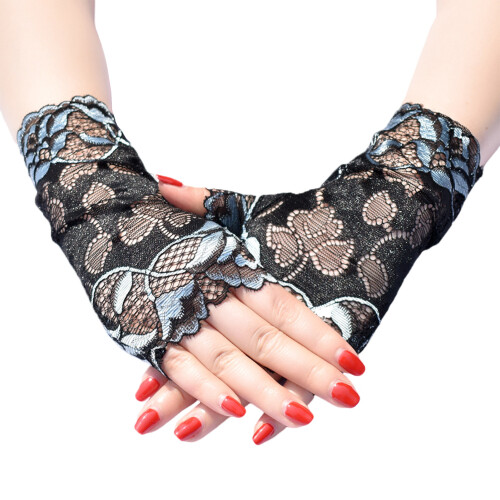 (Light Blue) Summer Lace Gloves for Wedding & Party