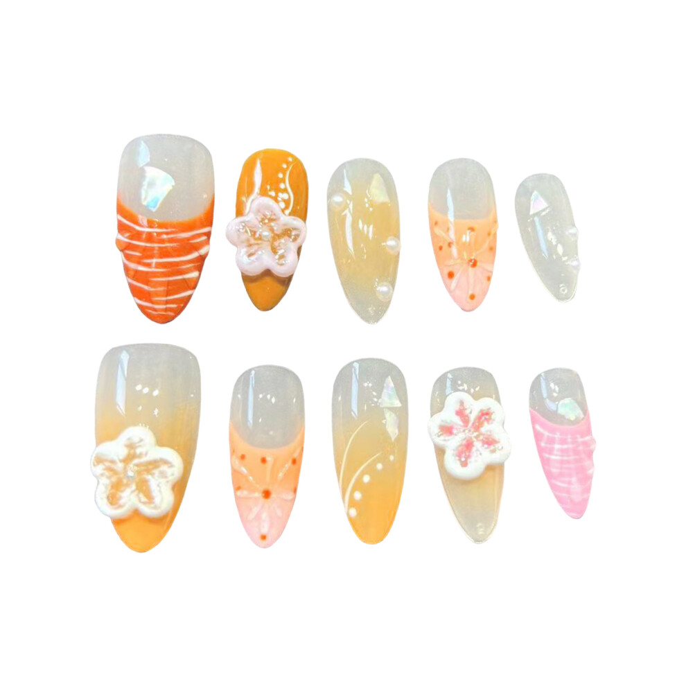 Dcph-Clothing (Xs) Short Almond False Nails For Women - Cute Diy Manicure