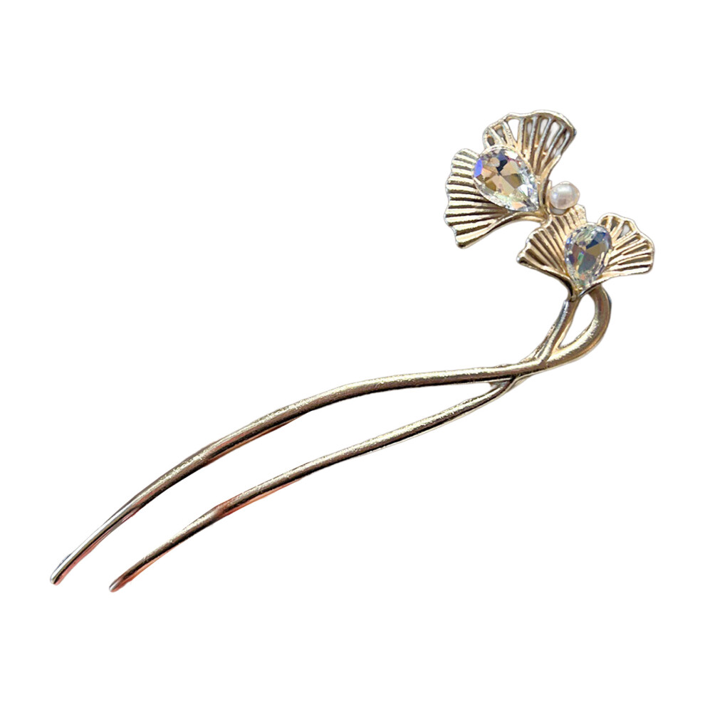 Phui-Pet-Supplies (Hairpin Gold) Vintage Ginkgo Hairpin For Hanfu & Weddings