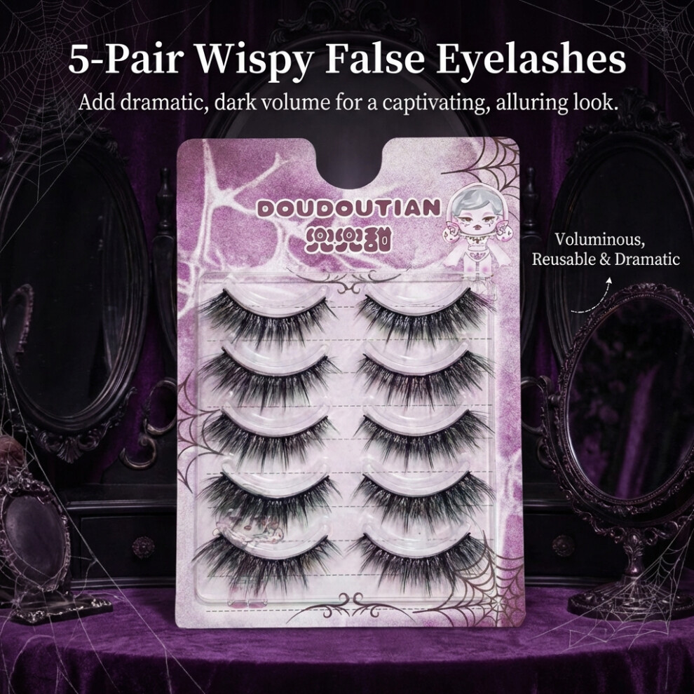Dachuang Beauty Asian False Lashes 5 Pairs, 7-12Mm C Curl