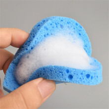 (Blue) Heart Shaped Facial Sponge, Natural Cellulose Face Cleanser