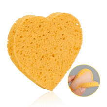 (Yellow) Heart Shaped Facial Sponge, Natural Cellulose Face Cleanser