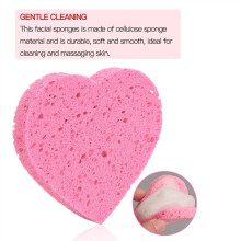 (Pink) Heart Shaped Facial Sponge, Natural Cellulose Face Cleanser