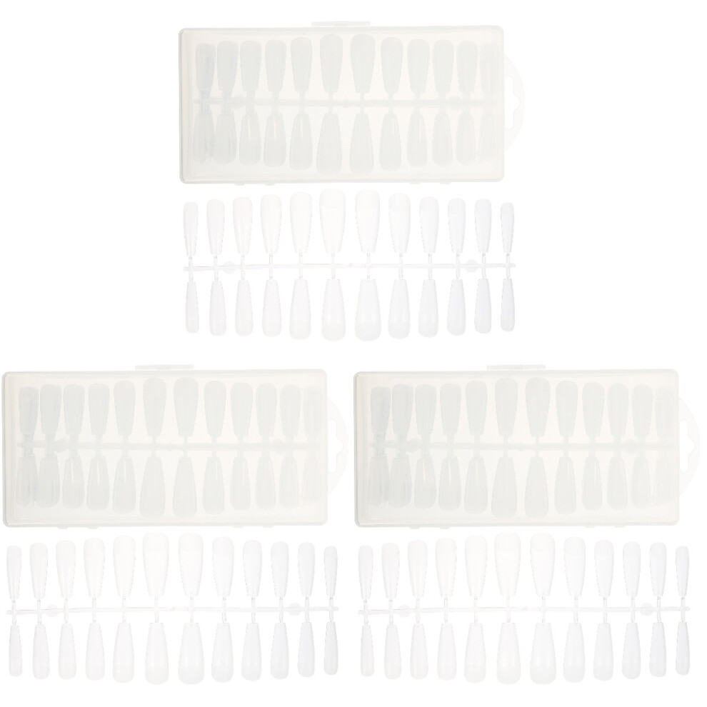 Inoomp White Clear Full Cover Fake Nails Salon Nail Art Tips