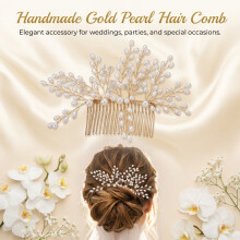 (Gold) Elegant Pearl Comb for Hanfu & Wedding
