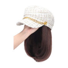 (Dark Brown, White small fragrance hood) Breathable Duckbill Cap Wig for Parties & Weddings