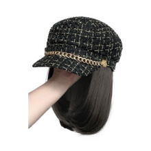 (Natural Black, Black little fragrant hood) Breathable Duckbill Cap Wig for Parties & Weddings