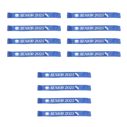 12Stk Blaue Senior-Schärpen Abschluss Feier Deko Geschenk Set