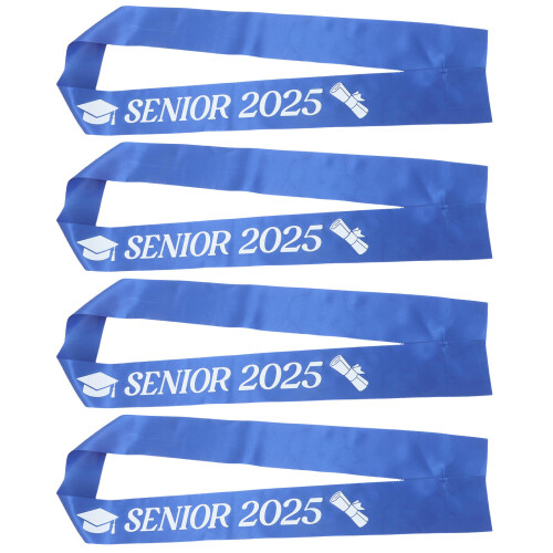 12Stk Blaue Senior-Schärpen Abschluss Feier Deko Geschenk Set 1