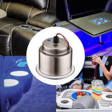 2X LED Light Drink Holder LED Recessed Stainless Steel Cup Drink Holder Cup Shape for Car Marine Boat