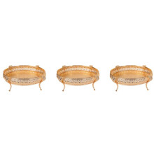 3X Home Food Tray Vintage Fruit Plate Table Snack Iron Storage Box Oval Tray Gold Fruit Basket Desk Decor