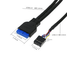 2Stück 60 cm Front Gehäuse USB3.0 + USB3.0 + HD Audio Buchsen Anschlüsse E / Ein Platine + Internes Kabel USB Blenden Leitung DIY Gehäuse