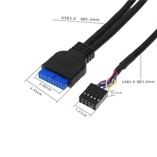 2pcs 60cm Front Case Panel USB3.0+USB3.0+HD Audio Jack  I/O Board+Internal Wire USB Bezel  Case Extension