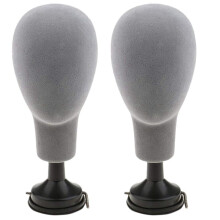 2X Flocking Foam Mannequin  Model Photography Props Adult Mannequin  Mold Wigs Glasses Hat Display Holder Gray