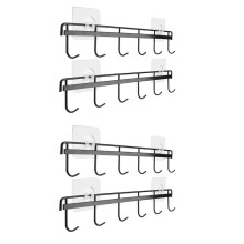 4X Redskapshängare med Krokar VäggredskapshåLlare Redskapskrokar Väggmonterade Självhäftande Väggkrokar Rack för Kök Sovrum