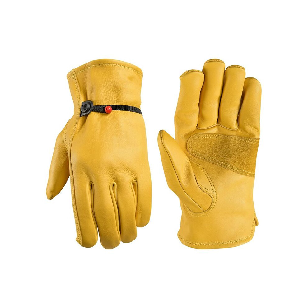 Pu Leather Work Gloves For Men & Women, Adjustable Wrist Cowhide Gardening Glove With Reinforced For Driver 4712623312298