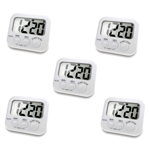 5X Digital Kitchen Timer, Large Screen Large Font Display, Magnetic Back Cooking Timer, Loud Alarm
