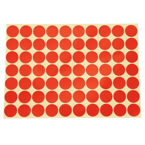 3 Set 19mm Circles Round Code Stickers Self Adhesive Sticky Labels Red