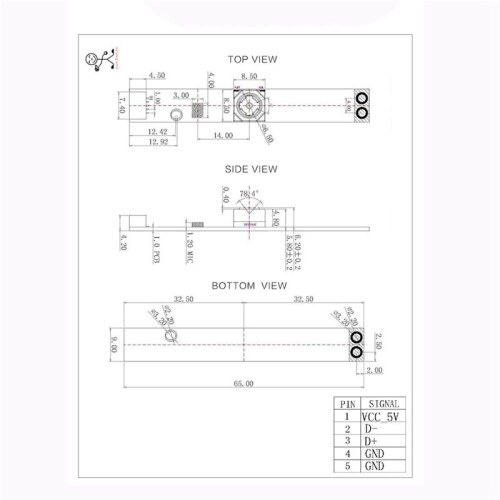 13MP 4K USB Camera Module OV13B10 Distortion-Free/Auto Focus Built-in Mic for WinXP/Win7/8/10/ OSX/Linux 78.4 1