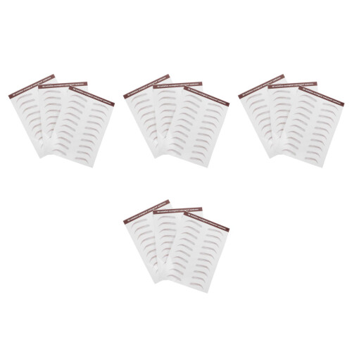 12Sheets Light Brown Water Transfer Waterproof Eyebrow Shape Stickers