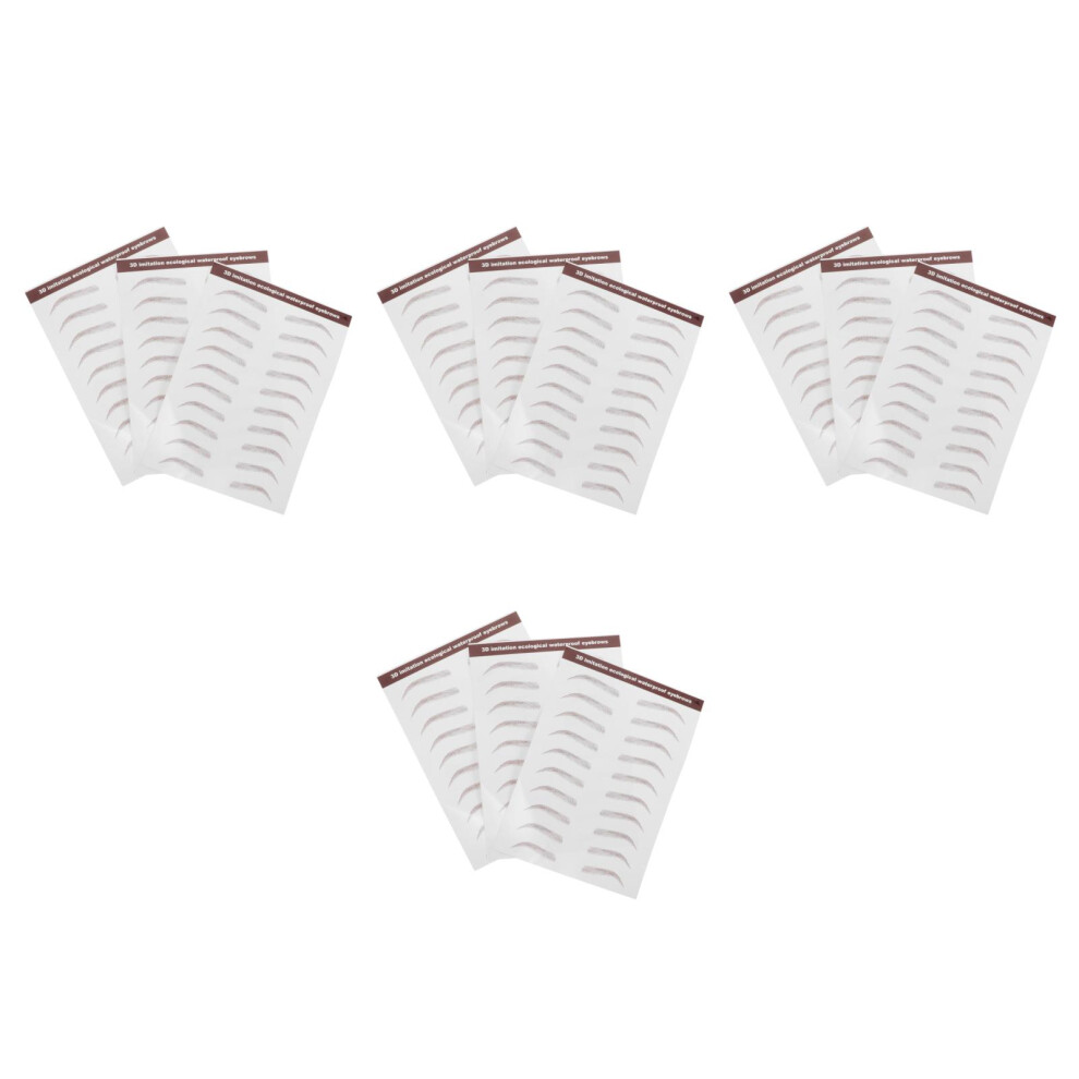 Vaguelly Brown 12Sheets Light Water Transfer Waterproof Eyebrow Shape Stickers