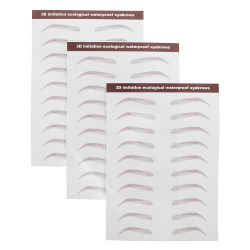 12Sheets Light Brown Water Transfer Waterproof Eyebrow Shape Stickers 2
