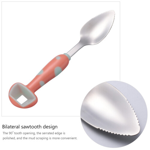 Cuillère Bébé Ergonomique Orange Acier Inox Poignée Douce 1