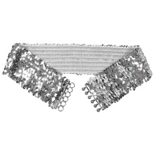 Silver Wide Sparkly Belt Stretch Waist Disco Party Costume Cinch