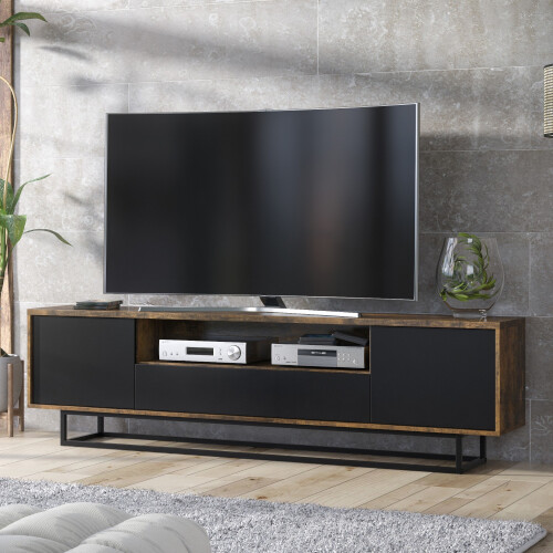 TV Unit Rift Loft 200cm - Rustic & Black