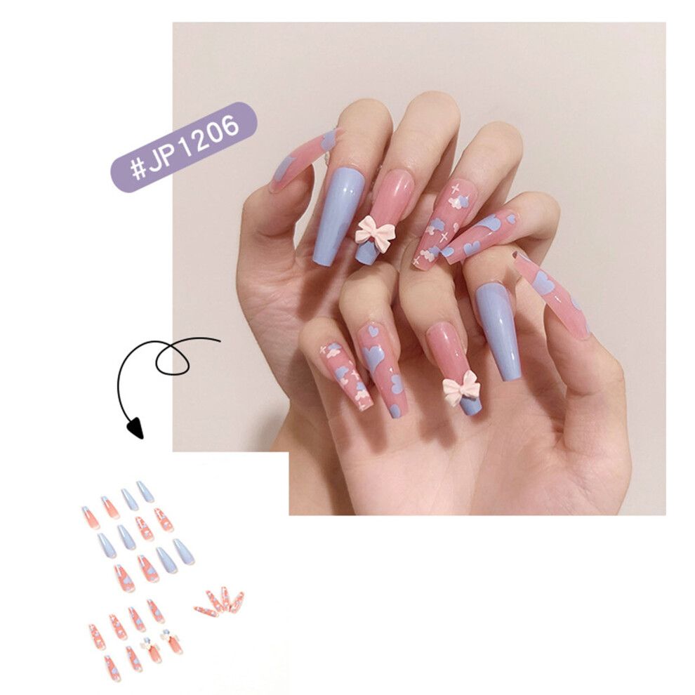 Dachuang Beauty 24Pcs Heart Nail Patches, Glue-On, Removable