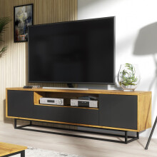 TV Unit Rift Loft 200cm - Dark Oak & Black