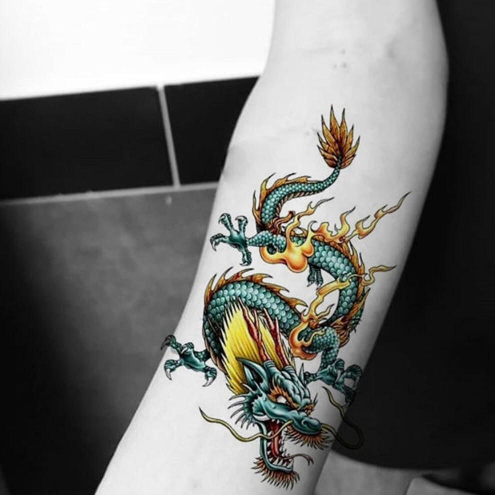 Roc-Electron Sweat-Proof Dragon Tattoo Stickers For Men & Women