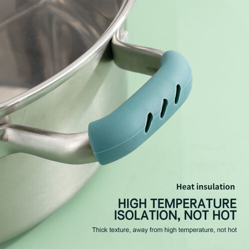 (Green) 2 Pcs Non-Slip Silicone Pan Handle Holders 2