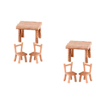2Sets Realistic Brown Resin Miniature Furniture for Micro Landscape