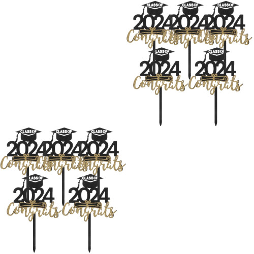 10Pièces Décorations Acryliques Graduation Gâteau Noir Sans Risque