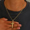 (Gold) Collier Croix Cuivre Homme 51cm 5