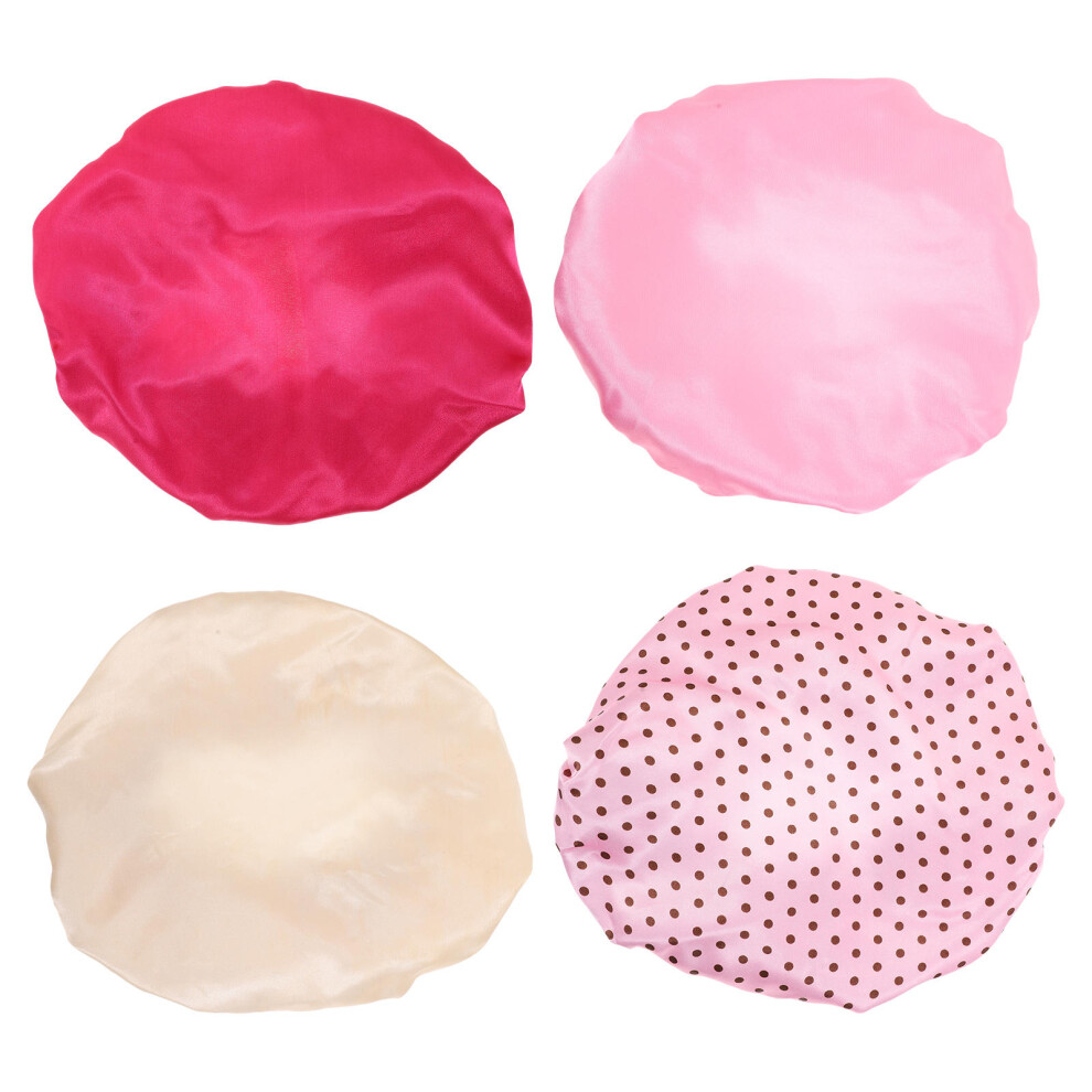 Happyyami 4Pcs Waterproof Peva Bath Caps For Women Assorted Colors Shower Hats