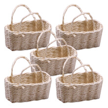 5St Khaki Mini Rafie Mand Voor Bloemstukken En Poppenhuis Accessoires