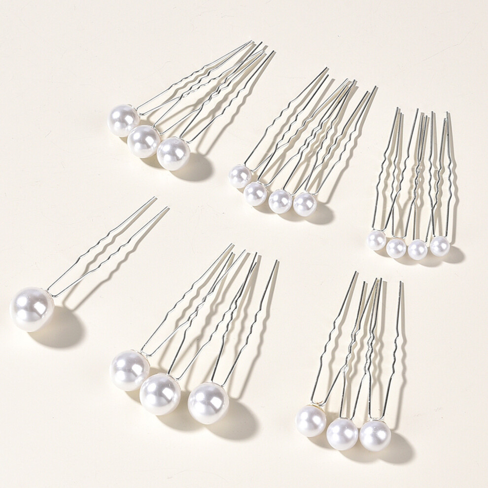 Dachuang Beauty (Silver) Pearl U-Shape Hairpin Set, 18Pcs, For Thick Hair